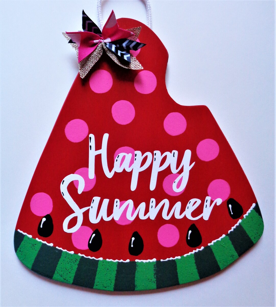 HAPPY SUMMER Red Watermelon SIGN Wall Art Door Hanger Plaque Pool ...