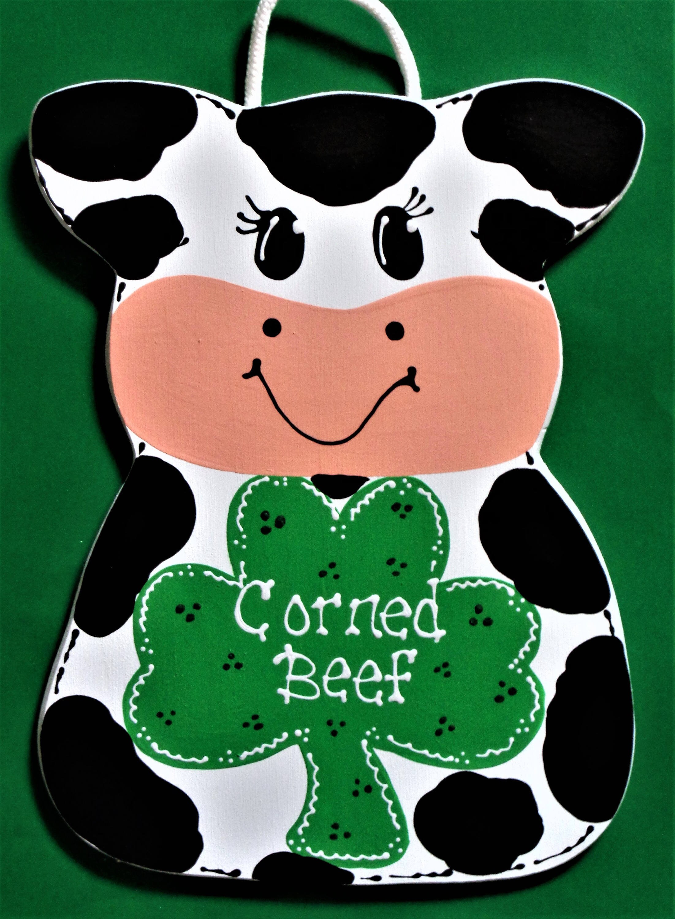 St. Patrick's Day CORNED BEEF COW Sign Wall Door Hanger Etsy