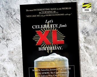 Einladung zum 40. Geburtstag, Einladung zum Geburtstag für Männer, Einladung zum Geburtstag, Interessanter Mann, Bier Geburtstag, Schnaps, 50er, 60er