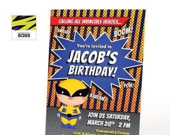 Imprimible, Fiesta de cumpleaños de cómic, Invitación de fiesta de superhéroe, Superhéroe, Cumpleañero, Fiesta de superhéroe, Fiesta de cómic, Cumpleaños, Lobo