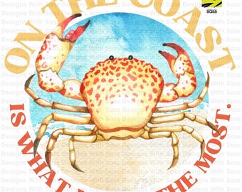 Coastal Crab Shirt Design, On the Coast, Nautical png Design, Coastal Design, Tropical Shirt Design, Beach Shirt Design, Sublimation png