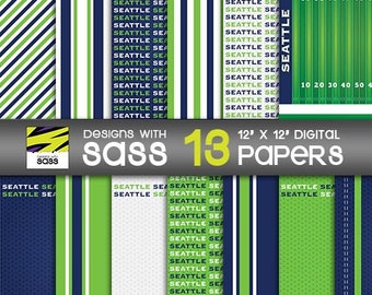 Digital Paper, Seattle football pattern, Seattle Football paper, Seattle football craft paper, Washington Football, Football scrapbook paper
