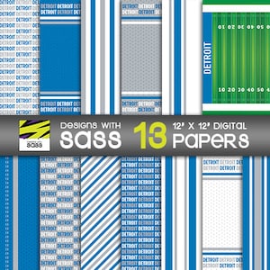 Papel digital, fútbol de Detroit, Detroit, manualidades de papel, fútbol, papel digital, papel para álbumes de recortes, papeles digitales deportivos, paquete de papel digital