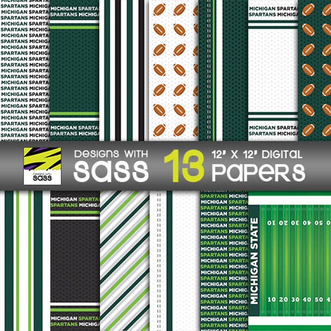 Digital Paper, Michigan College Football Pattern, Michigan College