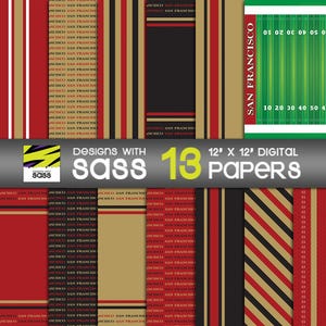 San Francisco Football Digital Paper Seamless Football Pattern San Francisco Craft Football Scrapbook Paper Sports Football Tumbler Art