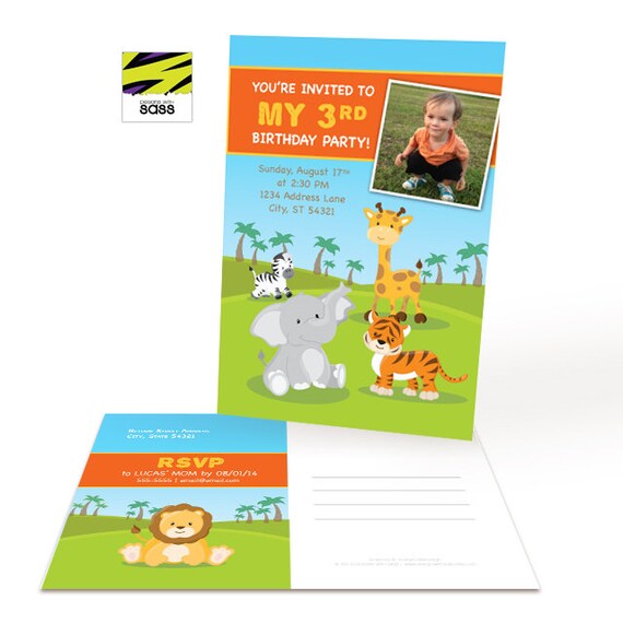 Printable Kids Safari Zookeeper Picture Invite Birthday Etsy