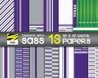 Digital Paper, Texas Christian College Football Pattern, Texas Christian College Football Paper, Digital Craft Paper, Football Scrapbook