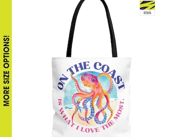 Octopus Beach Tote Bag, Coastal Travel Carryall, Ocean Lover Gift