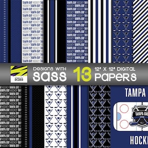 Carta digitale, modello di carta per hockey di Tampa Bay, hockey della Florida, sfondo per hockey, carta per album di ritagli di hockey, modello di tumbler per hockey,