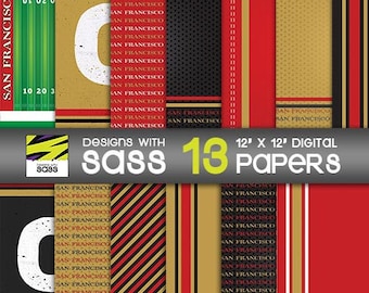 Football Digital Paper San Francisco Football Pattern San Francisco Craft Paper Football Scrapbook Paper Sports Pattern Football Tumbler Art