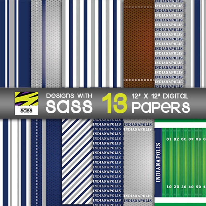 Digital Paper, Indianapolis Football Paper, Indianapolis Football