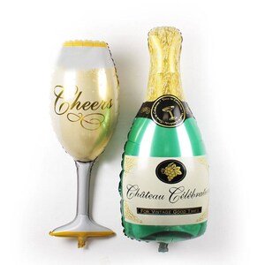 Bouteille de Champagne ballon, Champagne verre ballon, 36, 38, papier bulle, fiançailles, anniversaire, Bachelorette, Cheers, Latex, 12 image 2