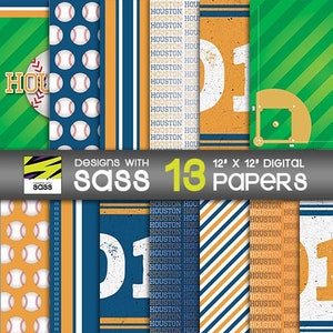 Digital Paper, Houston Baseball Muster, Houston Baseball Scrapbookpapier, Houston Baseball Bastelpapier, Houston Baseball Hintergrund, Digital Paper