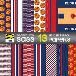 Digital Paper, Florida college basketball paper, Florida College basketball Pattern, Digital Craft Paper, basketball Scrapbook Paper, sports