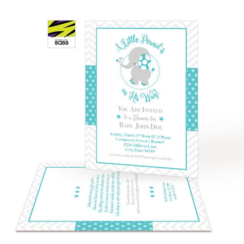 Printable Baby Elephant Little Peanut Baby Shower - Etsy