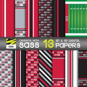 Ohio College Football Digital Paper Seamless Digital Paper Ohio College Football Paper Ohio Football Craft Paper Pattern