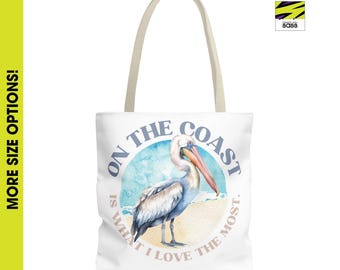 Pelican Beach Tote Bag, Coastal Lover Gift