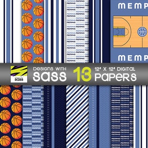 Digitaal papier, Tennessee College Basketball-papier, Tennessee College Basketball-patroon, basketbalachtergrond, plakboek basketbal
