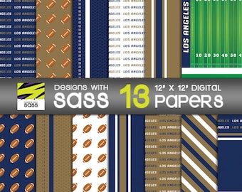 Los Angeles Football Digital Paper Los Angeles Football pattern, LA Football scrapbook paper, Los Angeles Football craft paper