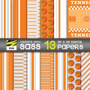 Digitaal papier, Tennessee College-basketbalpatroon, Tennessee College-basketbalpapier, knutselpapier basketbal, plakboek basketbal