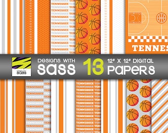 Tennessee College Basketball Digital Paper Tennessee College Basketball Pattern, Basketball Craft Paper, Basketball Scrapbook Paper