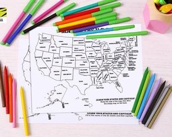 Physical Item, USA Map Activity Mat, Pre-K Activity, Learn to Write, Learn ABC 123, Alphabet, Homeschool Game, Geography Game, Teacher