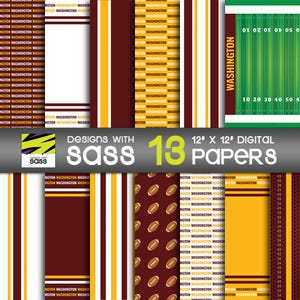 Washington Football Digital Paper Seamless Burgundy and Gold, Football scrapbook paper, Football paper pattern, Washington Football Pattern