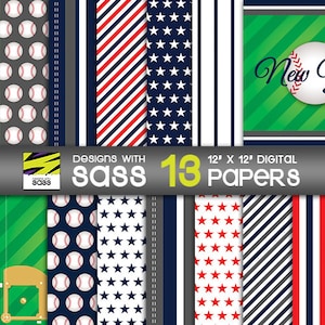 Digital Paper, New York Baseball Paper, New York Baseball Scrapbook Paper, New York Baseball Craft Paper, New York Baseball Pattern
