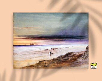 Mini Digital Poster, Beach Scene, James Hamilton art, 1865 art, Beach Illustration, Beach Painting, Vintage Beach Art, Beach Home Decor