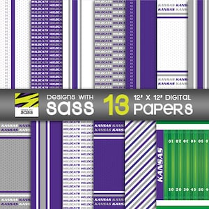 Digital Paper, Kansas College Football Pattern, Football Paper, Football Background, Sports Digital Paper, Football Scrapbook Paper, Craft