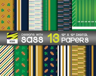 Indiana College Football Digital Paper Irish Football Pattern Indiana College Football Pattern, Football Background, Scrapbook