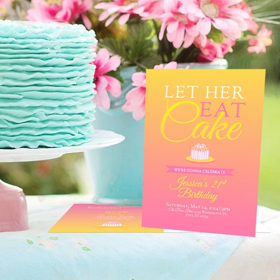Birthday Invitation Let Her Eat Cake Printable Party - Etsy