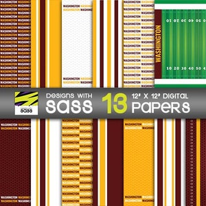 Digital Paper, Washington football, Burgundy and Gold, Football scrapbook paper, Football paper pattern, Washington Football Pattern