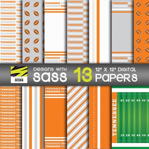 Digitaal papier, Tennessee College Football-patroon, Tennessee College Football-papier, TN Football-plakboekpapier, Tennessee Football, handwerk