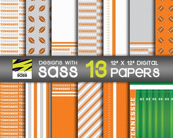 Tennessee College Football Digital Paper Tennessee College Football Paper, TN Football Scrapbook Paper, Tennessee Football, Craft