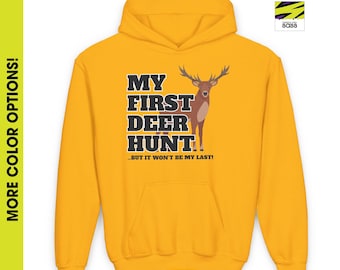 Sudadera con capucha para jóvenes My First Deer Hunt, sudadera de caza, regalos para jóvenes cazadores, ropa de exterior para niños, sudadera de caza para jóvenes, sudadera de caza para niñas