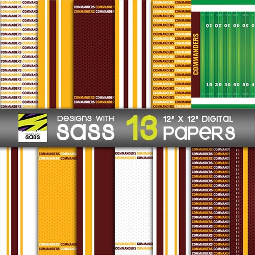 Digital Paper, Washington Football, Burgundy and Gold, Football