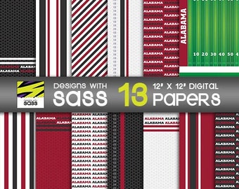 Digital Paper, Alabama College Football, Alabama Football, Collegiate Football, Football pattern, Football craft, Football party, red black