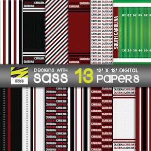 Digitales Papier, South Carolina College Football Muster, South Carolina College Football Papier, Digitales Kraftpapier, Football Scrapbook Papier