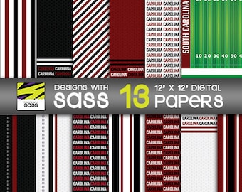 South Carolina College Football Digital Paper Craft Paper Football Scrapbook Pattern Sports Pattern Football Tumbler Art