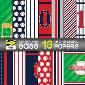 Digitales Papier, LA Baseball Muster, Los Angeles Baseball Scrapbook Papier, LA Baseball Scrapbook Papier, Los Angeles Baseball Craft, Baseball Hintergrund