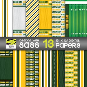 Digital Papier, Green Bay Fußball Papier, Green Bay Fußball Muster, Green Bay Fußball Scrapbookpapier, Green Bay Fußball Bastelpapier