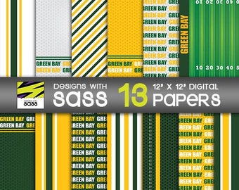 Digital Paper, Packers Football Paper, Packers football pattern, Packers football scrapbook paper, Packers football craft paper, background