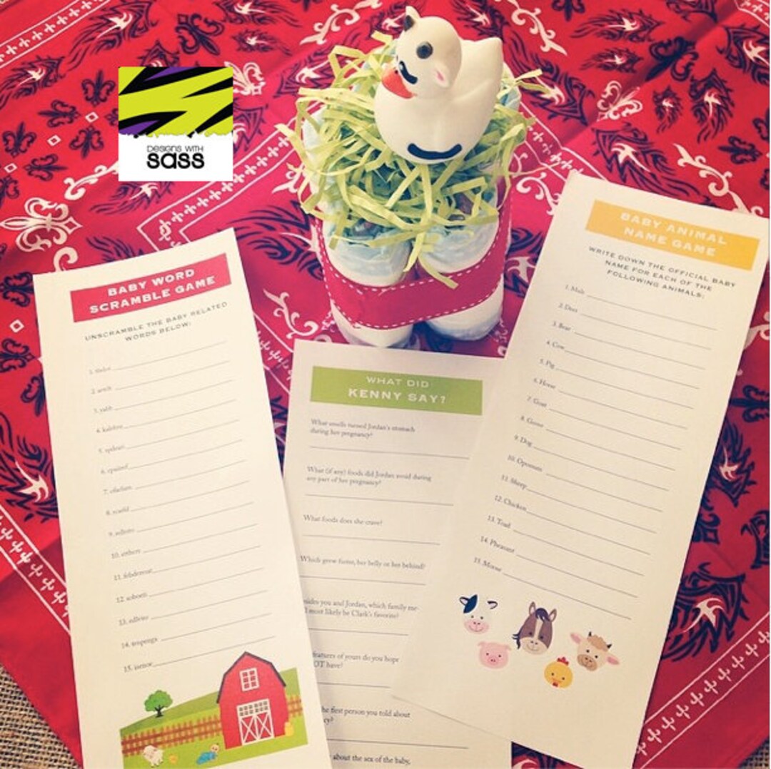 Printable Baby Shower Games, Barnyard Farm Theme, Baby Farm Animal Game ...