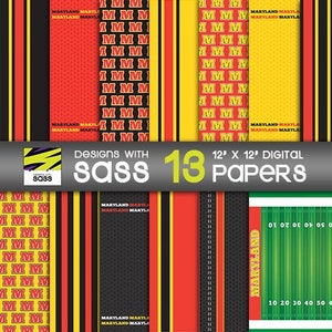 Digitales Papier, Maryland Football Papier, Maryland Football Muster, Digitales Kraftpapier, Football Scrapbook-Papier, Football Kraftpapier