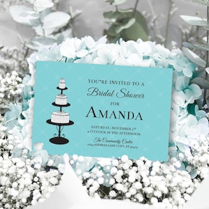 Breakfast at Tiffany&#39;s Bridal Shower Invitation, Digital Breakfast at Tiffany&#39;s Party Invite, Vintage Bridal Shower Printable Invitation