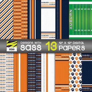 Digital Paper, Auburn College Football Pattern, Alabama College Football Paper, Digital Craft Paper, Football Scrapbook Paper