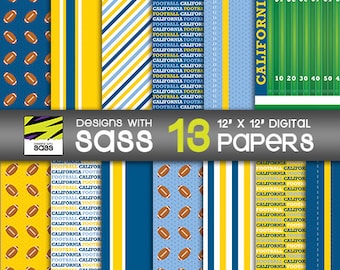 Cali football Digital Paper Scrapbook paper California football pattern California Football Tumbler Wrap Design