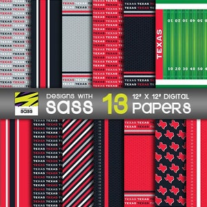 Digitales Papier, Texas College Football Papier, Texas College Football Muster, Football Scrapbook Papier, Sport Muster, Football Bastelpapier