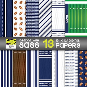 Digitales Papier, Pennsylvania College Football Muster, Pennsylvania College Football Papier, Digitales Kraftpapier, Football Scrapbook Papier